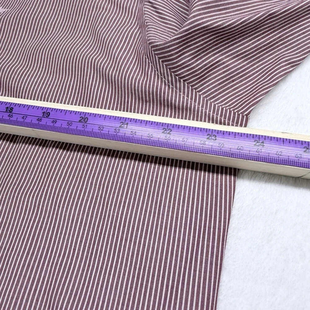 Men’s Dockers Button Dow Shirt, Burgundy And White Pinstripe, Size Large